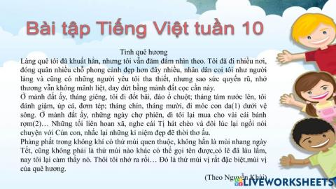 Phiếu bài tập tuần 10