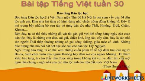 Phiếu bài tập tuần 30