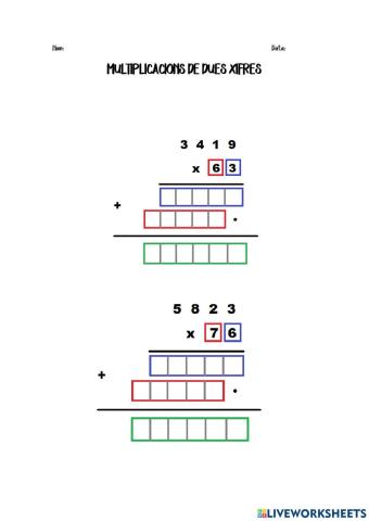 Multiplicacions de dues xifres