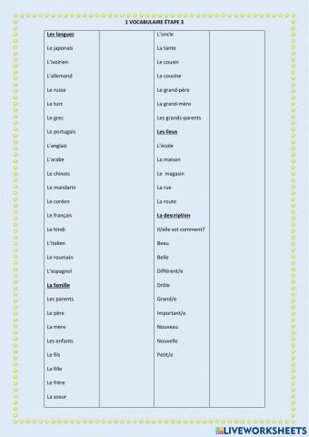 Vocabulaire u3