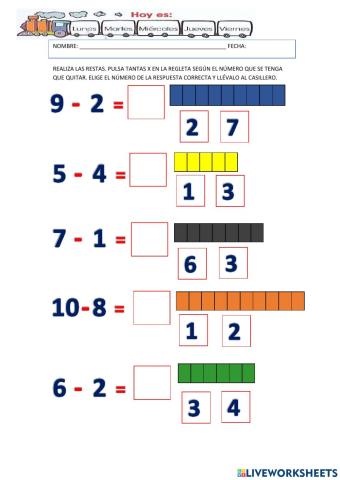 Ejercicios de restas