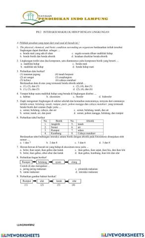 Latihan 2. Interaksi Makhluk Hidup dengan Lingkungan