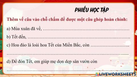 Phiếu bài tập - Câu ghép