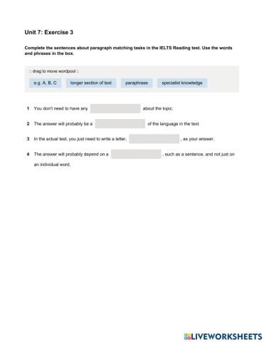 Mindset 3 - Reading Skills Modules - Unit 7 Ex3