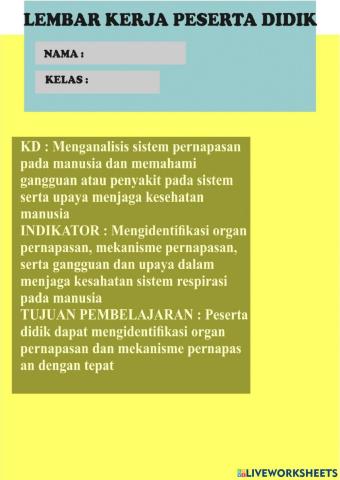 LKPD Sistem respirasi pada manusia