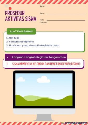 Prosedur Aktivitas Siswa-Ekosistem Darat