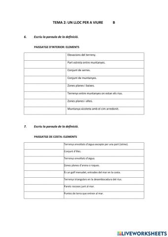 T2: UN LLOC PER A VIURE - repàs 2ª PART