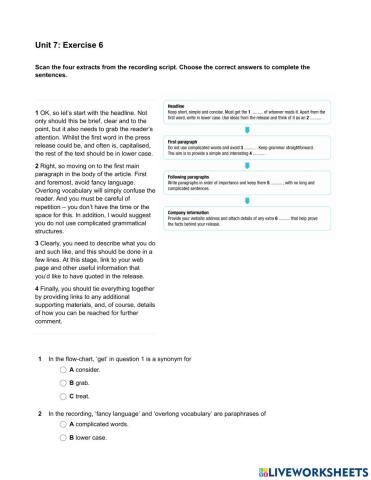 Mindset 3 - Listening Skills Modules - Unit 7 Ex6