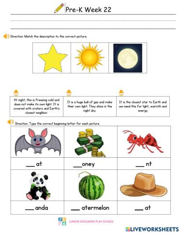 PreK Summative Assessment Week 22