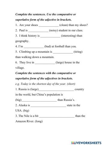 Comparative and superlative