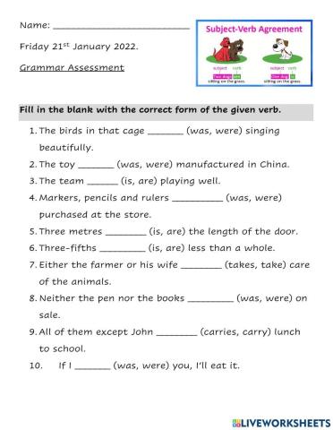 Subject Verb Agreement