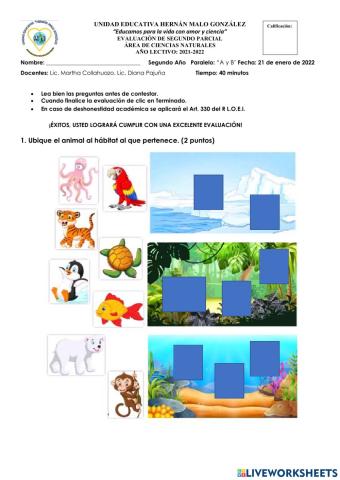 Evaluacion de ciencias naturales