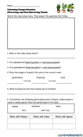 Flowering and Non flowering Plants