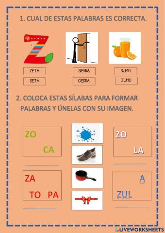 Conciencia fonológica, silábica y semántica. fonema -z-