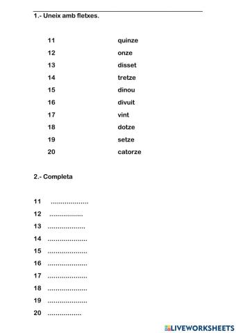 Escriptura nombres 11-20