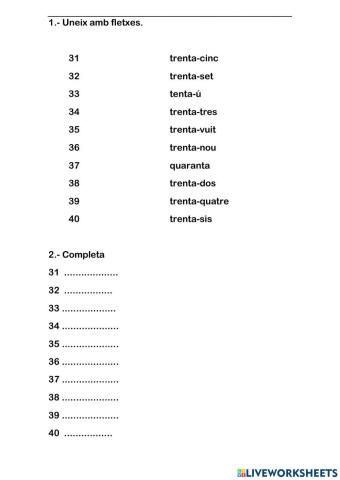 Escriptura nombres 31-40