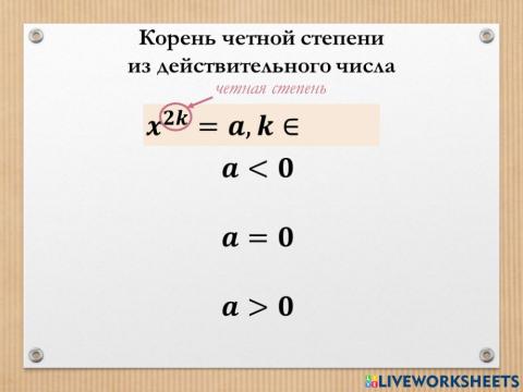 Корень четной степени