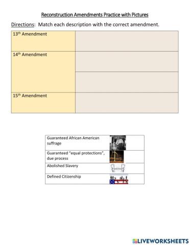 Unit 6B Reconstruction Amendments Practice w Pictures