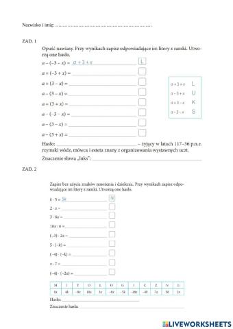 Wyrażenia algebraiczne