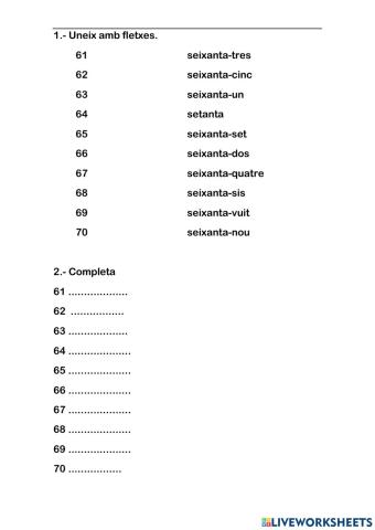 Escriptura nombres 61-70