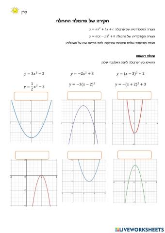 הזזות פרבולה ותחילת חקירה