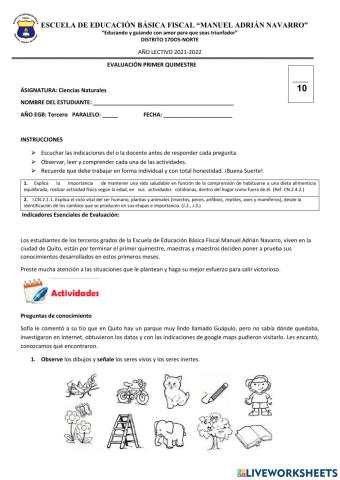 Evaluación Ciencias N