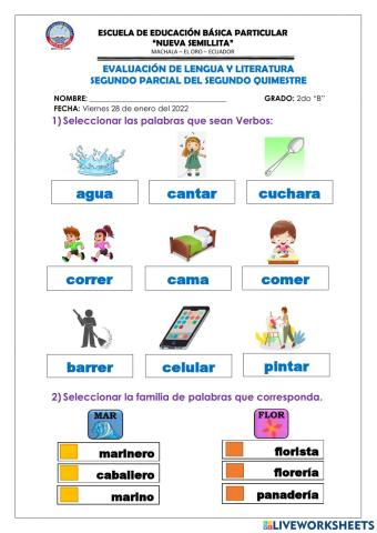 Evaluación lengua y literatura