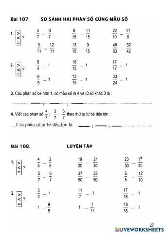 Btttoán in-bài 107-So sánh phân số