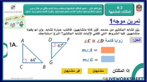 المثلثات المتشابهة