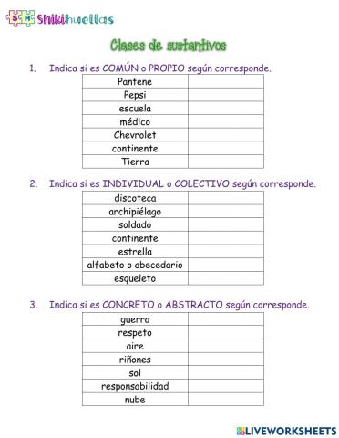 Clases de sustantivos