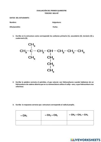 Examen del Primer Quimestre