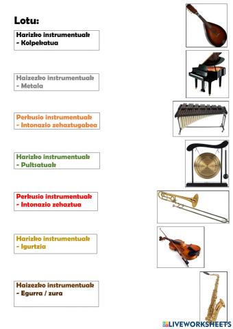 Musika tresnen familiak