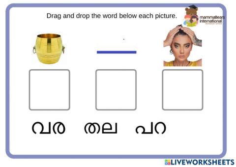 Malayalam Read Drag and Drop Activity