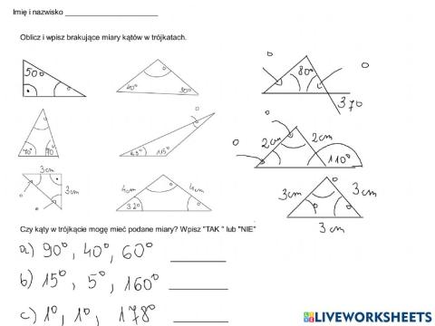 kąty w trójkątach