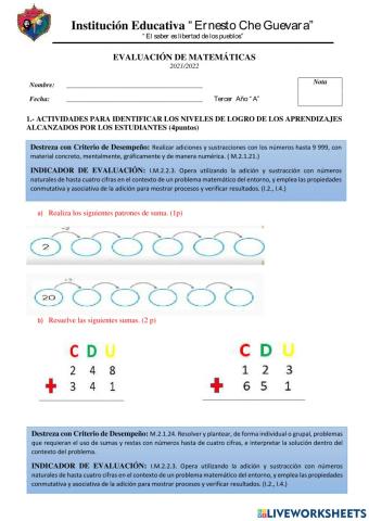 Evaluacion de matematicas