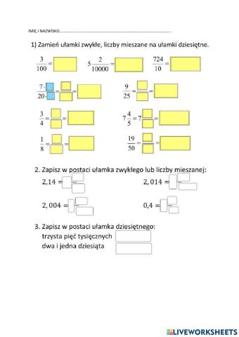 Zapisywanie ułamków dziesiętnych