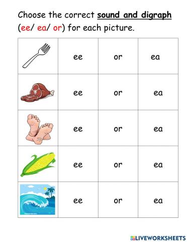 Digraphs ea-ee-or