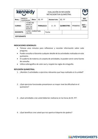 Evaluación de educación física  10mo de básica --a--