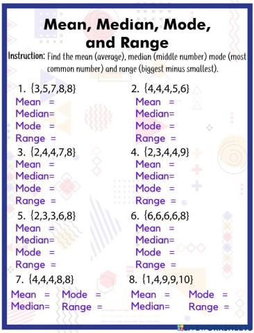 Mean, Median, Mode, and Range