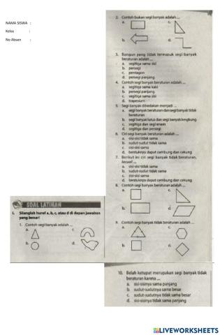 Soal Matematika Segi Banyak