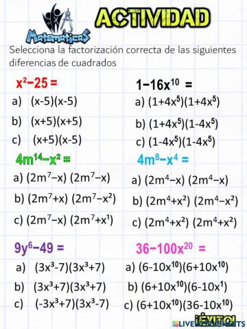 Diferencia de cuadrados II