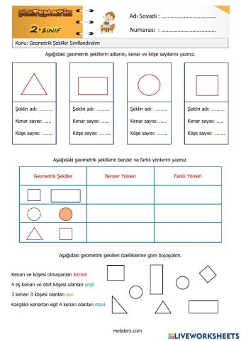 Geometrik cisimleri sıralayalım