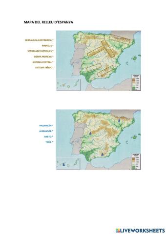 MAPA DEL RELLEU D'ESPANYA