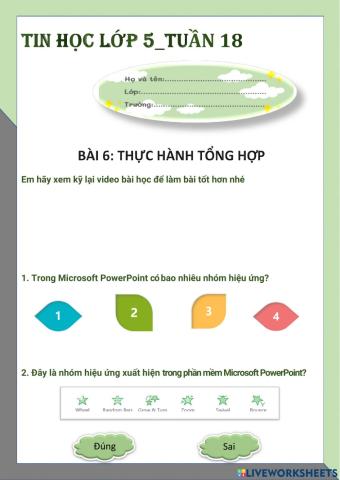 Tin học lớp 5-Tuần 18-CĐ3-Bài 6: Thực hành tổng hợp