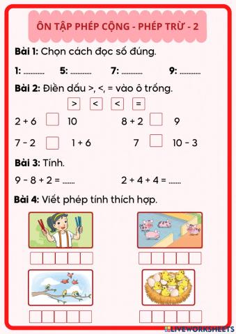 Ôn tập toán - phép cộng - phép trừ - 2