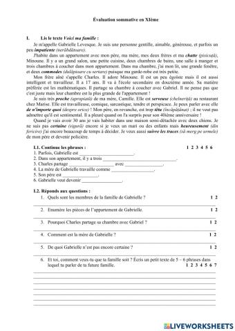 Evaluation Famille Adjectifs