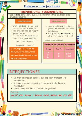 Preposiciones, interjecciones y conjunciones