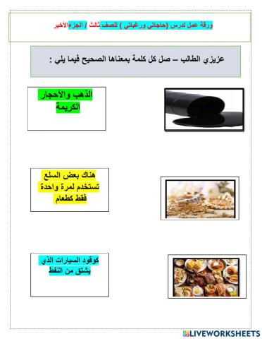 ورقة عمل الجزء الاخير حاجاتي ورغباتي