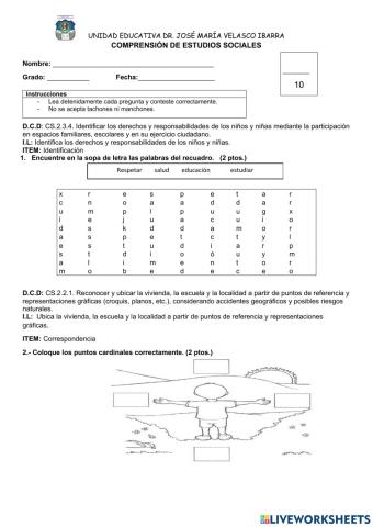 Comprención de conocimeintos Estudios Sociales