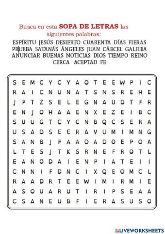 Sopa letras cuaresma